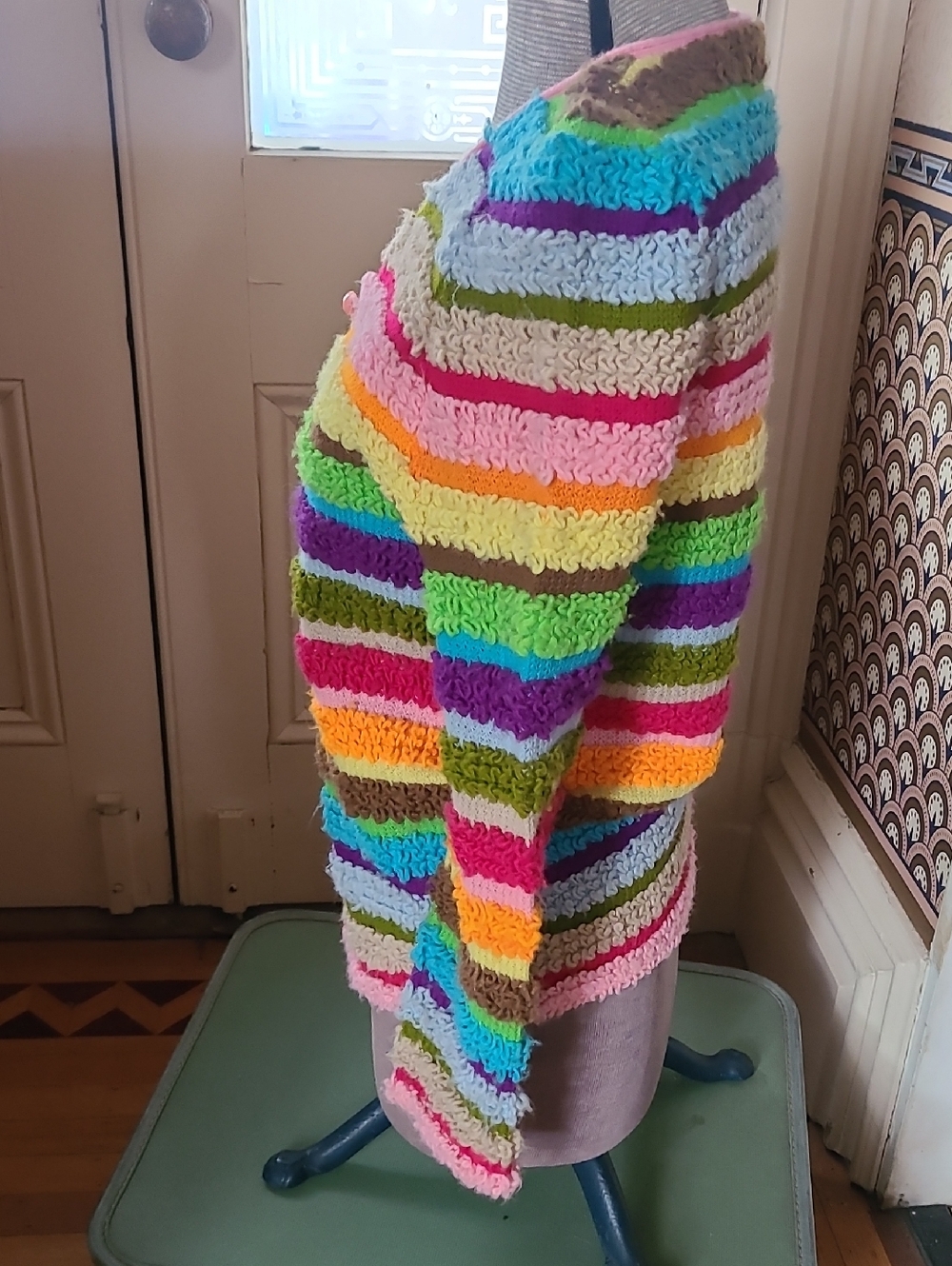 1960s Rainbow Stripe Cardigan By SUSAN CLARK - Picture 5 of 7